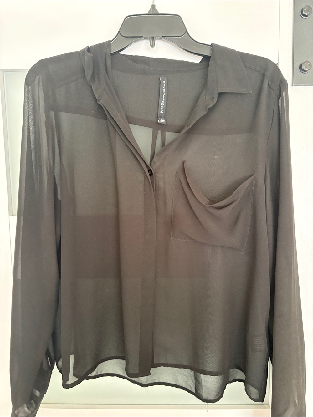W118 by Walter Baker-sheer Black Button-Up Blouse